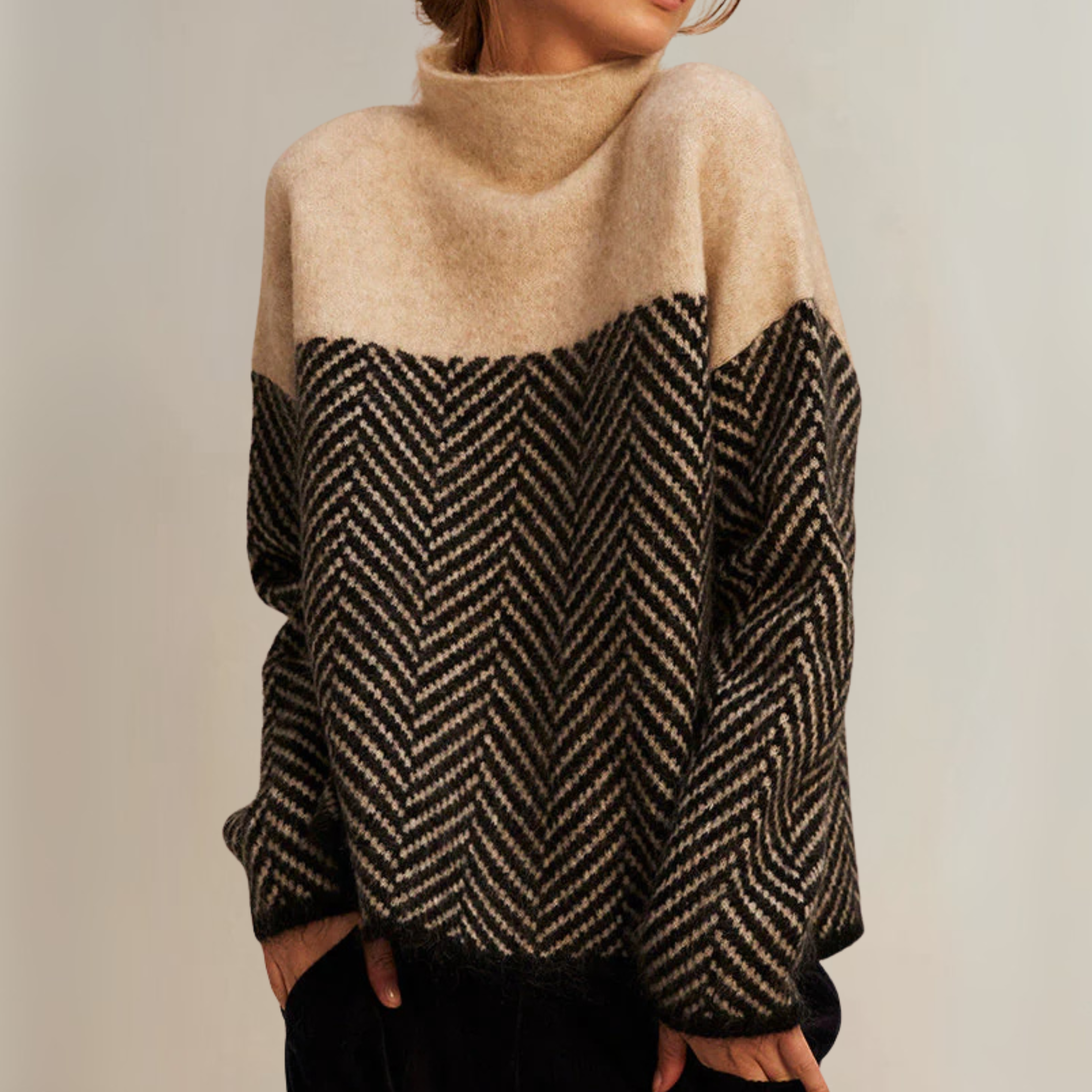 MALENE - COTTON TURTLENECK SWEATER